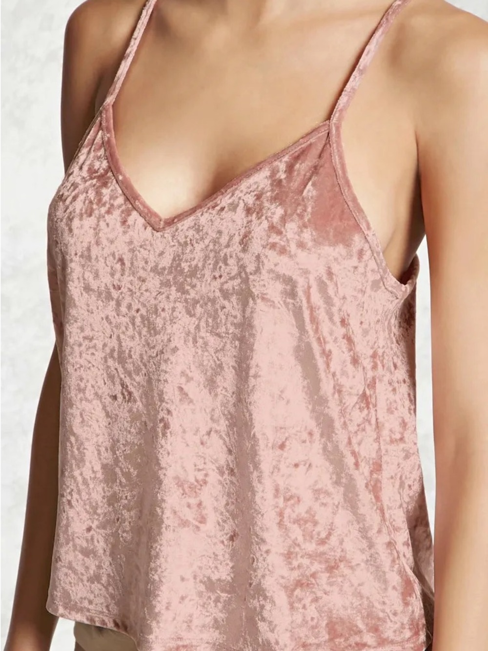 Forever 21 Crushed Velvet V-Neck Cami – Dusty Rose